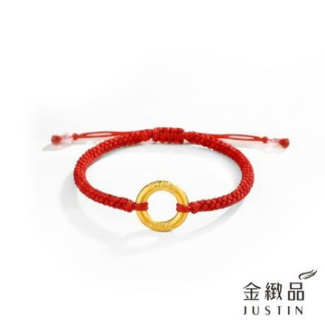 金緻品 黃金紅繩手鍊 刻花平安扣 0.30錢