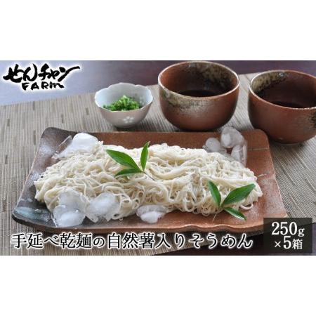 ふるさと納税 コシがあって美味♪手延べ乾麺の自然薯入りそうめん（250g×5箱） 広島 三原 とろろ 常温 広島県三原市