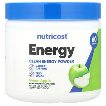 Nutricost, 能量，清潔能量粉，青蘋果味，10.9 盎司（306 克）