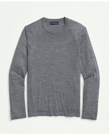 Brooks Brothers Men's Lightweight Luxe All-Season Sweater, Crewneck | Grey | Size XL