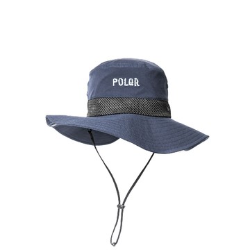日本限定 POLER LONG BRIMHAT 可收納網布漁夫帽 / 深藍色