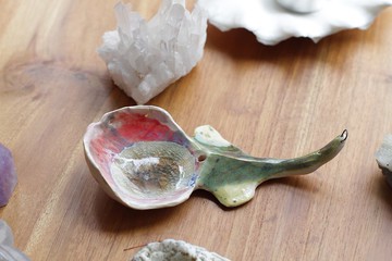 純手工捏製陶瓷小花燭台/吊飾/茶包盤21