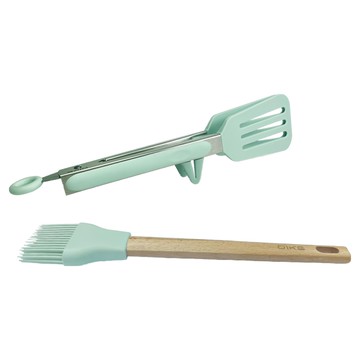 DIKE Chef醬刷&料理夾2件組 HKA800GN 食品級矽膠  醬刷 + 料理夾  1組  綠色