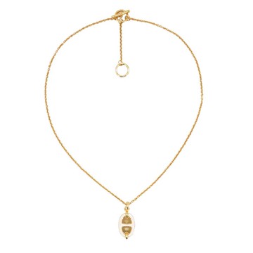 Hermes Mini Maillon 漆面金屬豬鼻項鍊(白金)