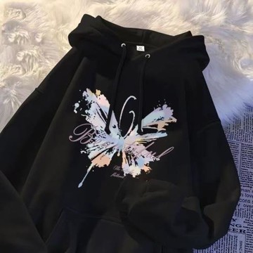 女童韓系潮牌設計感純棉連帽衛衣2025新款中大童秋冬加絨套頭上衣