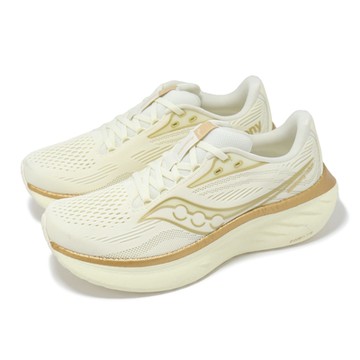 Saucony 慢跑鞋 Ride 18 女鞋 米白 金 緩衝 透氣 運動鞋 索康尼 S11000104