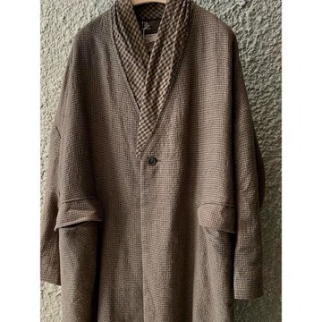 日系復古2025年秋裝歐貨大衣設計感袍子格子寬松中長款呢子外套