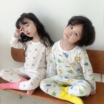 九分袖兒童睡衣夏季薄款純棉套裝寶寶家居空調衣服男童女童嬰兒孩