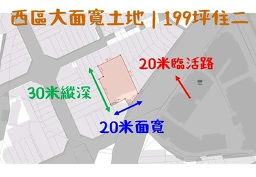 20米大面寬土地｜199坪住二｜合法鋼骨建物直接用｜台中市西區三民路一段