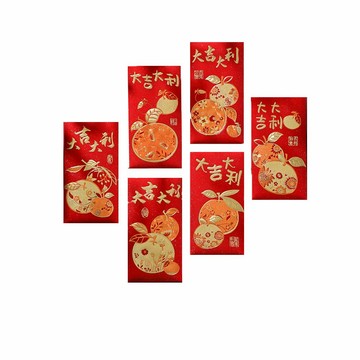Comet 創意加厚燙金紅包袋6入x2組-大吉大利款(TJHB-D01)