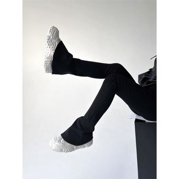 黑色微喇褲早秋2026新款女裝高腰拖地緊身馬蹄長褲修身顯瘦喇叭褲