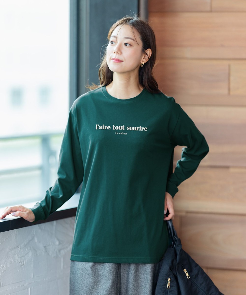 オンワード】 any FAM>トップス アソートロゴ 長袖Ｔシャツ グリーン