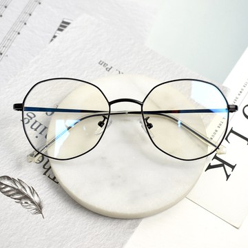 鏡框 抗藍光多邊細黑框金屬眼鏡 NY500