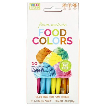 ColorKitchen, 天然食品色素，多種顏色，10 袋，每袋 0.11 盎司（3 克）