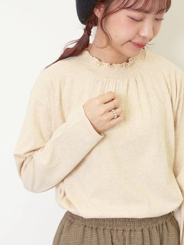 保暖面料褶皺高領設計長袖上衣(0F001374110) - Samansa Mos2