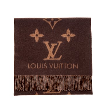 LV 路易咸登 M78125 新款Monogram圖案山羊絨Reykjavik流蘇圍巾 (咖啡色)