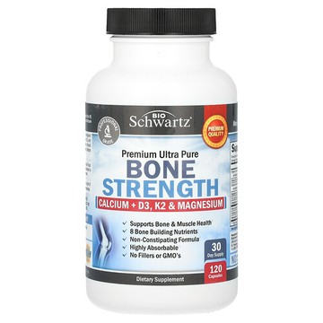 BioSchwartz, 優質超全骨骼強度，鈣 + D3、K2 和鎂，120 粒膠囊