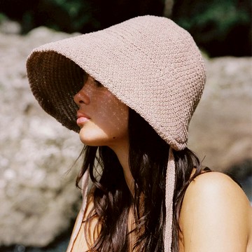 韓國 SURFEA 編織綁帶遮陽帽 米