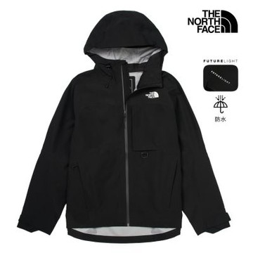 【The North Face 官方旗艦】 北面男款黑色防水透氣連帽衝鋒衣｜89ZJJK3