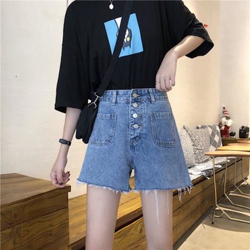 A3 帥性百搭高腰潮流牛仔短褲-預購
