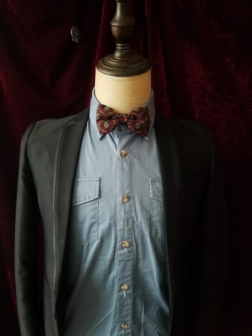 紅色佩斯利領結復古英倫風真絲蝴蝶結