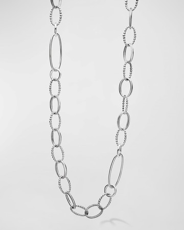 Sterling Silver Oval Link Necklace, 34"L