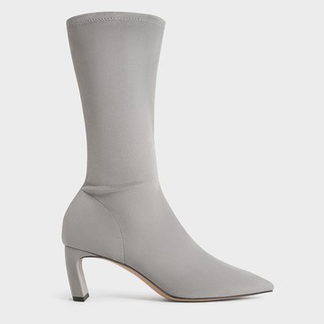 仿麂皮貼腿中筒靴