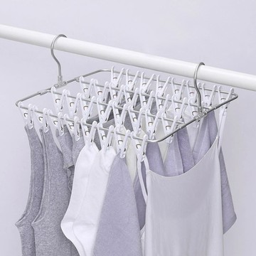 日本KOKUBO小久保 活動式衣夾鋁框曬衣架32夾 曬襪架1入