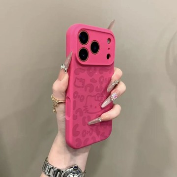 臺灣出貨🔥 豹紋Kitty貓蘋果17promax手機殻iPhone16pro液態硅膠全包15/11/13 XHIT