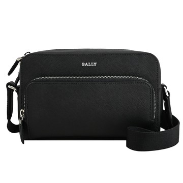 BALLY 6307861 DARBI 燙印LOGO防刮斜背拉鍊相機包.黑