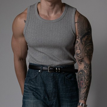 正韓肌肉款彈力細緻羅紋U領無袖背心 3色 YUPPIE 預購商品 0310