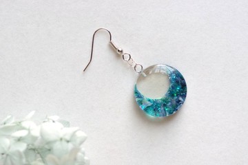 樹脂藝術 圓形耳環・月之王座