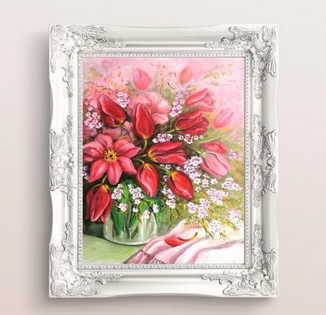 鬱金香和春天的花朵原創油畫大尺寸家居牆面裝飾