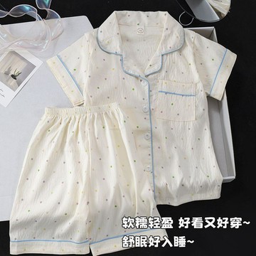 7814 人不斷回購🩵兒童純棉睡衣短袖短褲2026薄款新款夏季雲朵女童家居服套裝可外穿G6H5