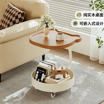 奶油風沙發客廳茶幾移動小桌子家用現代簡約創意小熊置物架床頭柜