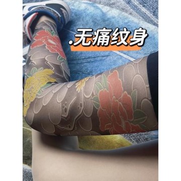 2025新款仿真外穿腿套花腿假紋身牡丹花圖案絲襪男女同款連褲襪