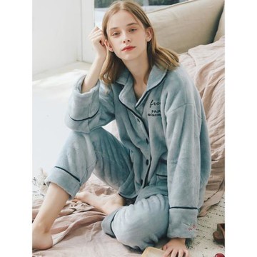 冬季珊瑚絨睡衣女加絨加厚法蘭絨可外穿2022年新款家居服套裝秋冬