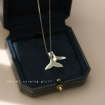 魚尾項鏈925純銀女輕奢小眾年新款女高級鎖骨鏈女友生日禮物