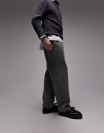 Topman straight leg jogger in washed black