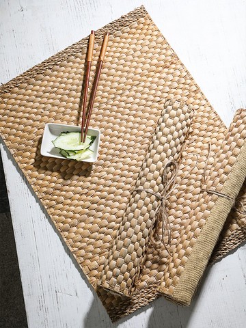 加厚餐墊家用 草編茶席隔熱墊手工編織防燙杯墊桌墊西餐墊