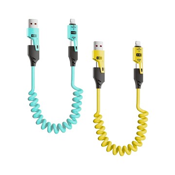 i-gota 65W 4合1傳輸線1.5M 彈力線設計 輕鬆不打結 快速充電線