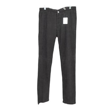 Massimo Alba暗棕紅色秋冬柔軟洗水條絨簡約修身休閑褲 IT46