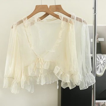 雪紡防曬開衫女薄款小披肩夏季配吊帶裙外搭罩衫空調衫上衣短外套