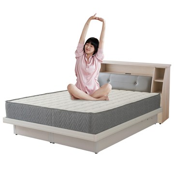 【KIKY】十兵衛附插座皮革床頭箱二件組 雙人加大6尺(床頭箱+掀床底)