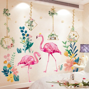 優購生活~小清新房間裝飾品臥室墻紙自粘ins火烈鳥貼紙網紅出租屋改造墻貼墻紙 玻璃貼 壁紙 壁貼 玻璃靜電貼 窗戶貼防窺