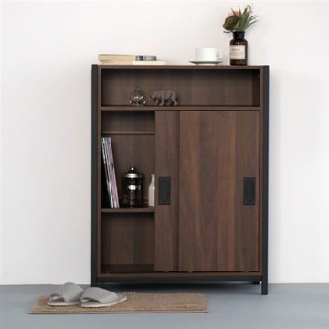 ★東幣限定★【IDEA】鐵藝工業風滑門木質層櫃