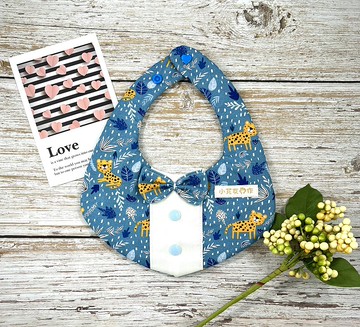 小紳士兜 六層紗圍兜 爵士藍豹