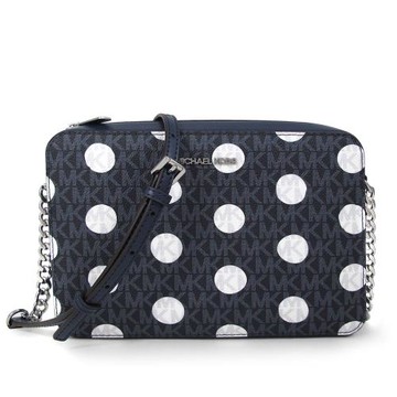 MICHAEL KORS 海軍藍色點點防刮鏈帶斜背方包