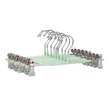 葉子小舖 多功能不銹鋼無痕防滑褲架  10個  淺綠色
