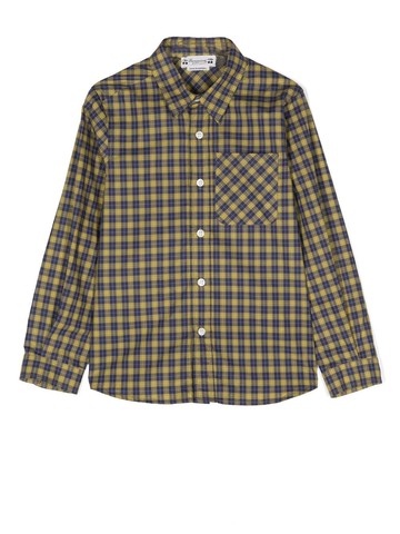 Bonpoint - check long-sleeved shirt - kids - Cotton - 8 - Green